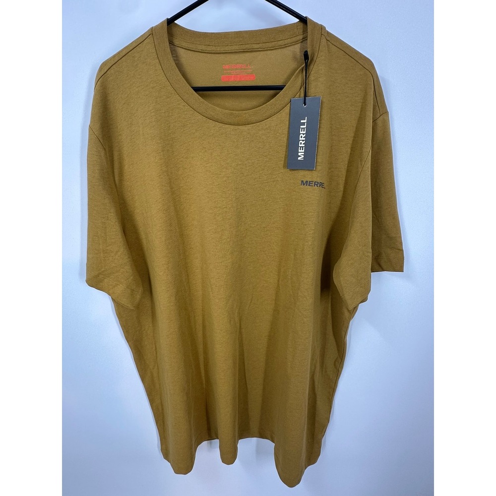 Merrell Peak Tee Men's Dark Camel Casual Short Sleeve Shirt‎ XL Outdoor Hiking